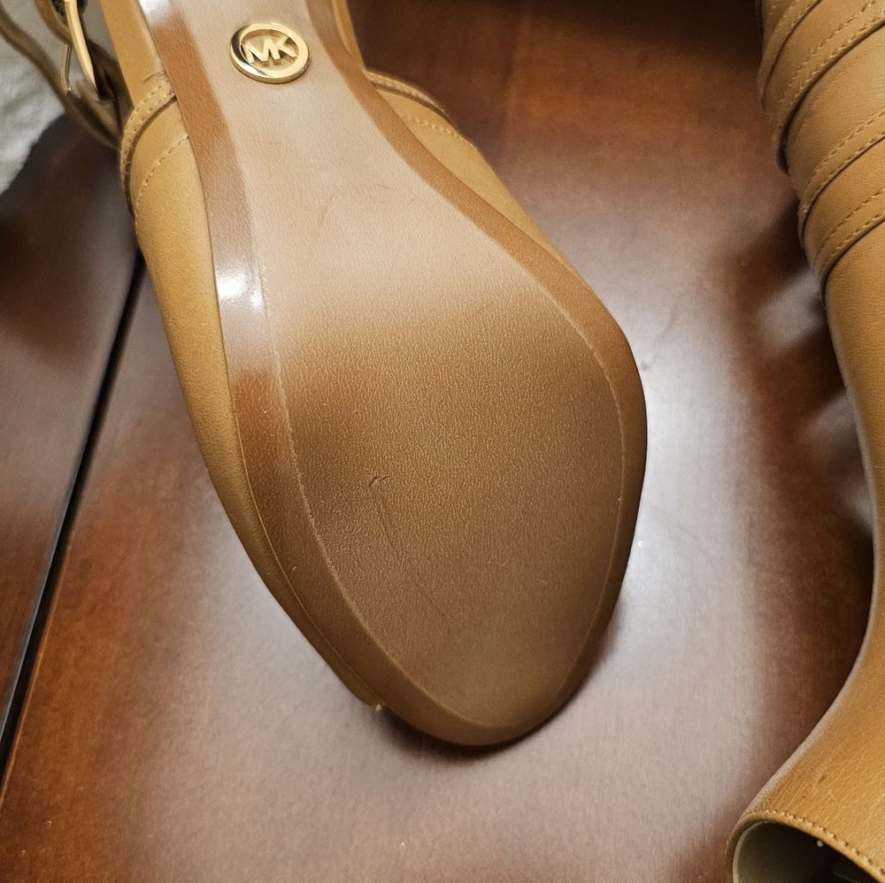 Michael Kors Brown Peep-Toe Ankle Booties - Picture 3 of 6